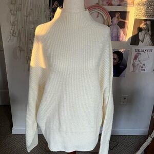 Marled Cream Women's Turtleneck Sweater